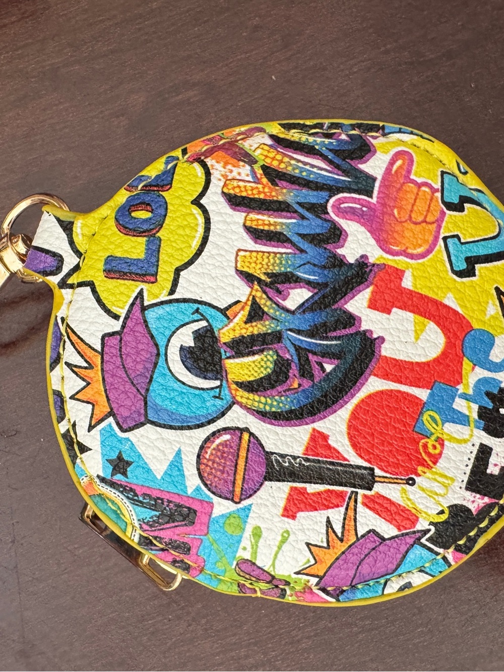 Colorful Graffiti Print Satchel Handbag - Yellow Accent - Picture 2 of 4